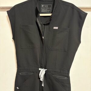 Figs Black Utility Jumpsuit with Gray Details